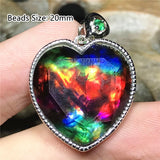 Natural Ammonite Ammolite Pendant for Women Men Green Red Healing Crystal