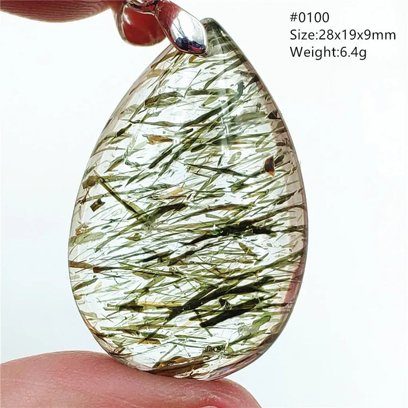 Natural Copper Rutilated Quartz 7 Pendant Necklace Green Rutilted Jewelry