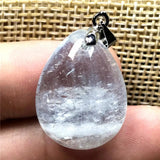 Natural Aquamarine Crystal Pendant Silver Water Drop Stone Jewelry
