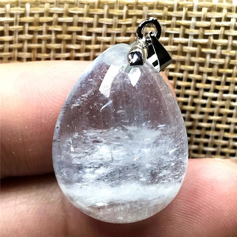 Natural Aquamarine Crystal Pendant Silver Water Drop Stone Jewelry