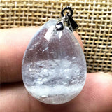Natural Aquamarine Crystal Pendant Silver Water Drop Stone Jewelry