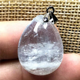 Natural Aquamarine Crystal Pendant Silver Water Drop Stone Jewelry