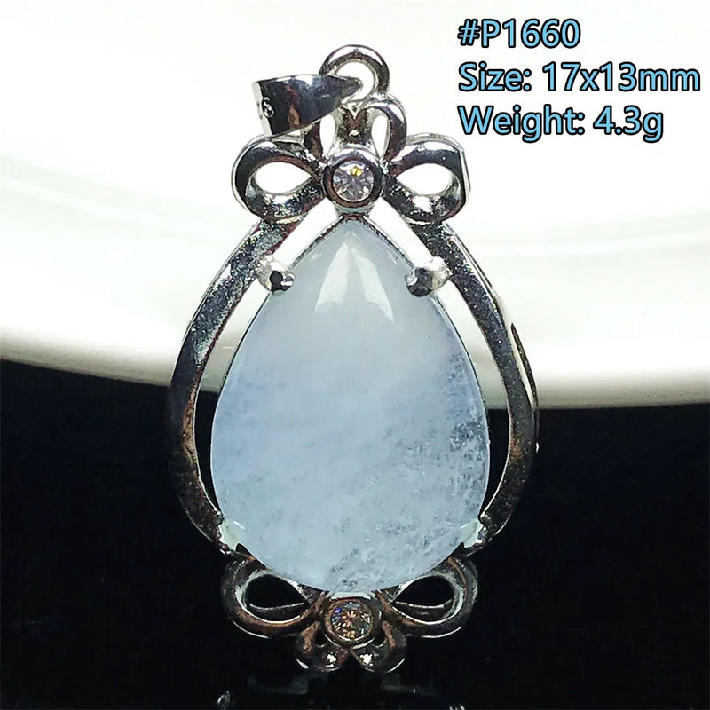 Aquamarine Necklace Pendant Luck Love Healing Crystal Stone Beads