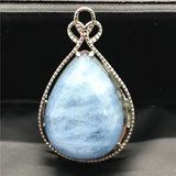 Natural Aquamarine Necklace Pendant Healing Luck Gift Crystal Silver Jewelry