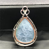 Natural Aquamarine Necklace Pendant Healing Luck Gift Crystal Silver Jewelry