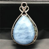 Natural Aquamarine Necklace Pendant Healing Luck Gift Crystal Silver Jewelry