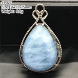 Natural Aquamarine Necklace Pendant Healing Luck Gift Crystal Silver Jewelry