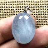 Natural Aquamarine Necklace Pendant Jewelry 20x15x9mm Oval Beads GEM AAAAA
