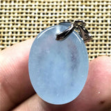 Natural Aquamarine Necklace Pendant Jewelry 20x15x9mm Oval Beads GEM AAAAA