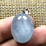 Natural Aquamarine Necklace Pendant Jewelry 20x15x9mm Oval Beads GEM AAAAA