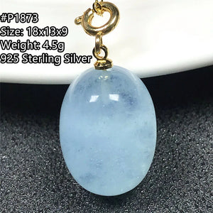 Natural Aquamarine Pendant 925 Silver Healing Crystal