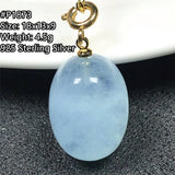Natural Aquamarine Pendant 925 Silver Healing Crystal