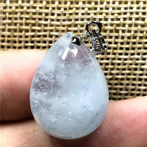 Natural Aquamarine Pendant Jewelry Crystal Silver Beads Beauty Gemstone AAAAA