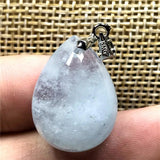 Natural Aquamarine Pendant Jewelry Crystal Silver Beads Beauty Gemstone AAAAA
