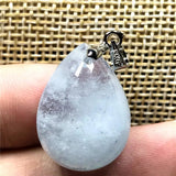 Natural Aquamarine Pendant Jewelry Crystal Silver Beads Beauty Gemstone AAAAA