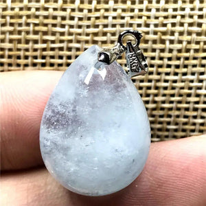Natural Aquamarine Pendant Jewelry Crystal Silver Beads Beauty Gemstone AAAAA