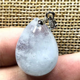 Natural Aquamarine Pendant Jewelry Crystal Silver Beads Beauty Gemstone AAAAA