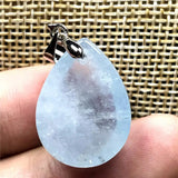 Natural Aquamarine Pendant Jewelry Crystal Silver Beads Beauty Gemstone AAAAA
