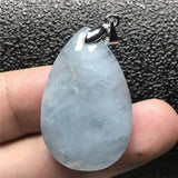 Natural Aquamarine Pendant Jewelry Clear Crystal Silver Necklace AAAAA