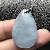 Natural Aquamarine Pendant Jewelry Clear Crystal Silver Necklace AAAAA