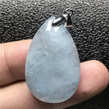 Natural Aquamarine Pendant Jewelry Clear Crystal Silver Necklace AAAAA