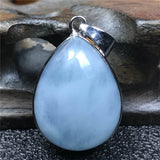 Natural Aquamarine Pendant Silver Sterling For Women Men
