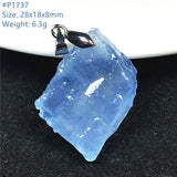 Natural Aquamarine Stone Necklace Pendant Ocean Crystal Healing Beads Jewelry