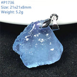 Natural Aquamarine Stone Necklace Pendant Ocean Crystal Healing Beads Jewelry