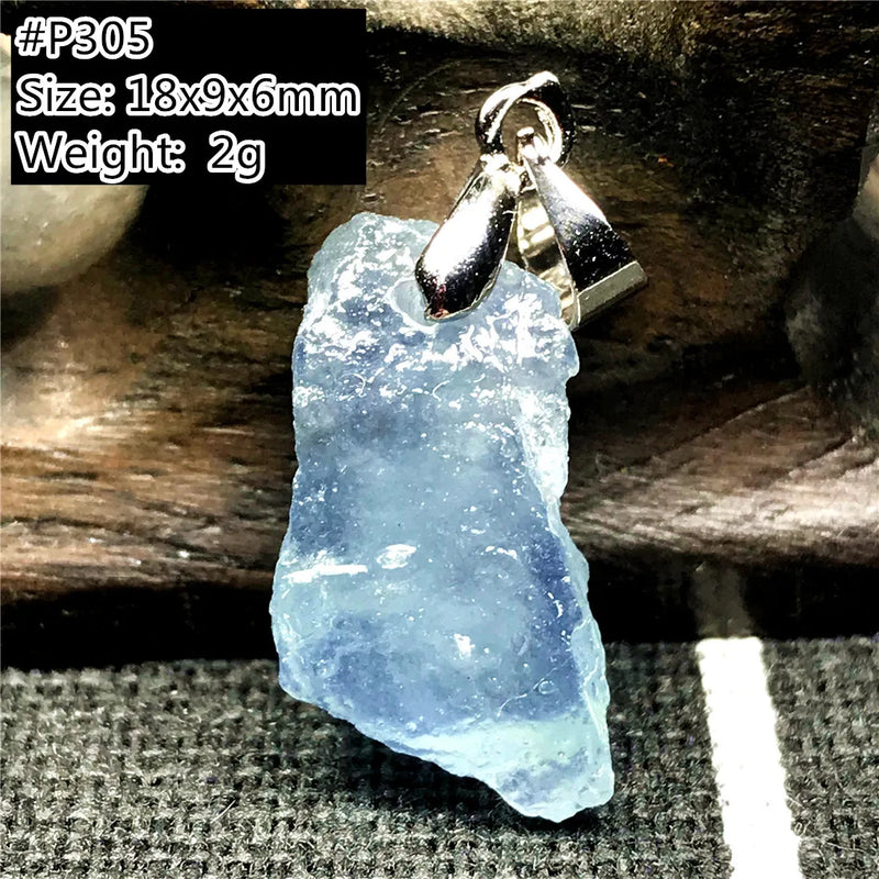 Natural Aquamarine Stone Necklace Pendant Ocean Crystal Healing Beads Jewelry