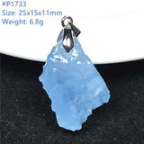 Natural Aquamarine Stone Necklace Pendant Ocean Crystal Healing Beads Jewelry