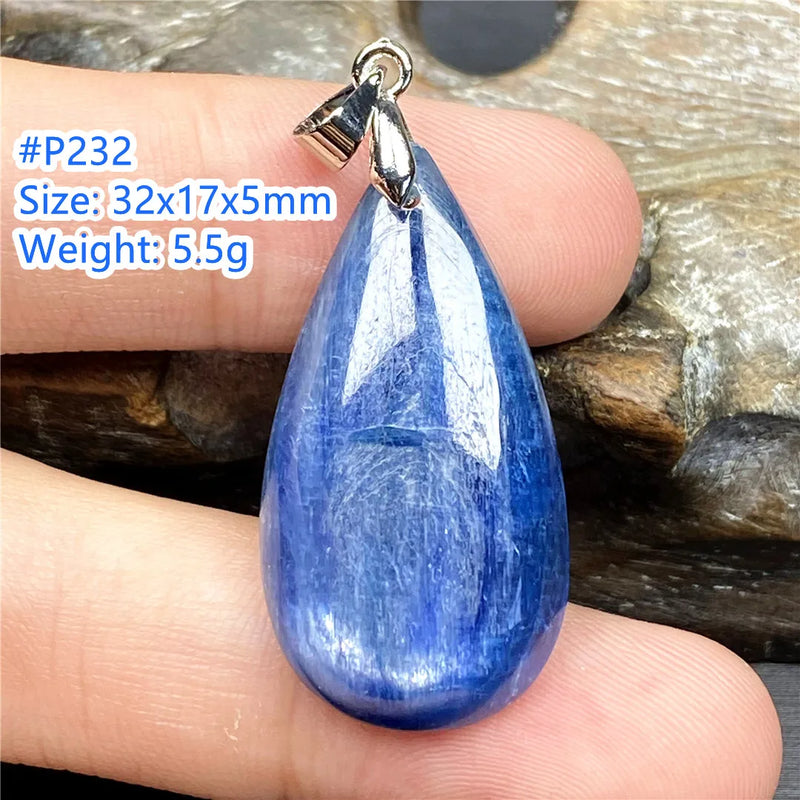 Natural Kyanite Pendant Healing Gift Reiki Crystal Beads Cat Eye Stone Silver