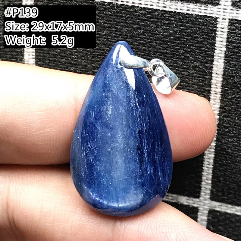 Natural Kyanite Pendant Jewelry Cat Eye Effect Silver Water Drop Stone