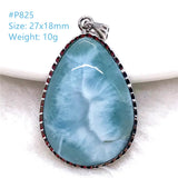 Natural Larimar Silver Pendant Water Drop Heart Pattern Gemstone AAAAA