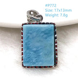 Natural Larimar Silver Pendant Water Drop Heart Pattern Gemstone AAAAA