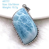 Natural Larimar Silver Pendant Water Drop Heart Pattern Gemstone AAAAA