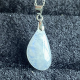 Natural Light Moonstone Crystal Pendant Jewelry Luck Gift Silver Chains