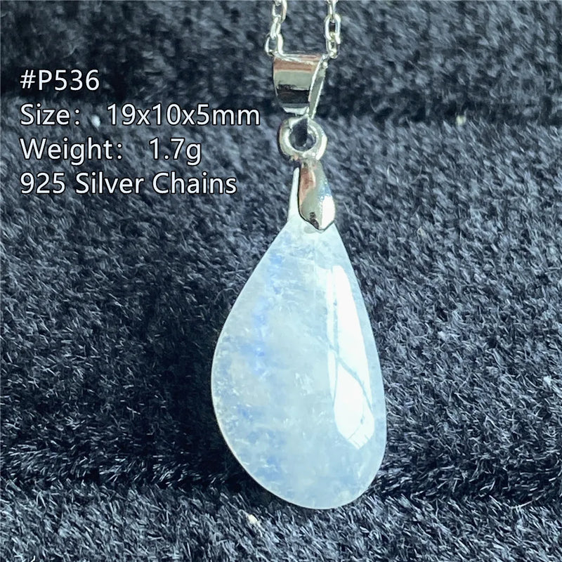 Natural Light Moonstone Crystal Pendant Jewelry Luck Gift Silver Chains