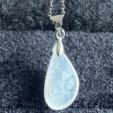Natural Light Moonstone Crystal Pendant Jewelry Luck Gift Silver Chains