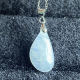 Natural Light Moonstone Crystal Pendant Jewelry Luck Gift Silver Chains
