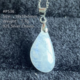 Natural Light Moonstone Crystal Pendant Jewelry Luck Gift Silver Chains