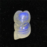 Natural Light Moonstone Pendant Fox Carved Crystal Beads Gift
