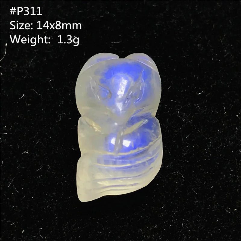 Natural Light Moonstone Pendant Fox Carved Crystal Beads Gift