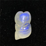 Natural Light Moonstone Pendant Fox Carved Crystal Beads Gift