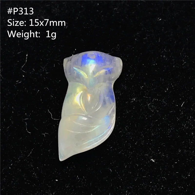 Natural Light Moonstone Pendant Fox Carved Crystal Beads Love Healing Gift