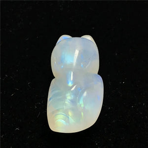 Moonstone Pendant Carved Fox Crystal Beads Love Luck Healing Gift