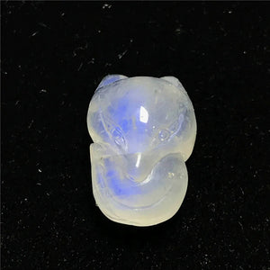 Natural Light Moonstone Pendant Fox Carved Crystal Beads Luck Love Healing Gift