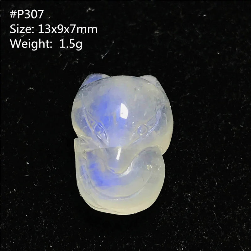 Natural Light Moonstone Pendant Fox Carved Crystal Beads Luck Love Healing Gift