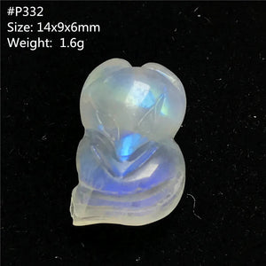 Natural Light Moonstone Pendant Fox Carved Crystal Beads Luck Love Healing Stone