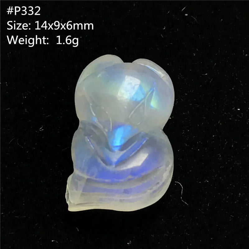 Natural Light Moonstone Pendant Fox Carved Crystal Beads Luck Love Healing Stone