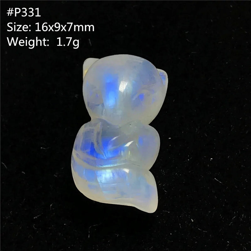 Natural Light Moonstone Pendant For Women Man Fox Carved Crystal Beads